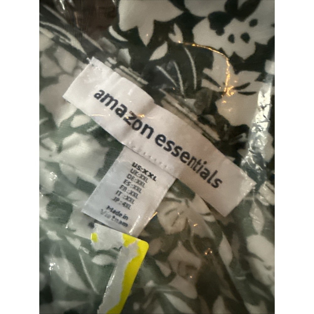 Women's Sz XXL 2XL Dark Green Floral Print Short Sleeve VNeck Fit Flare Dress‎ - Picture 10 of 11